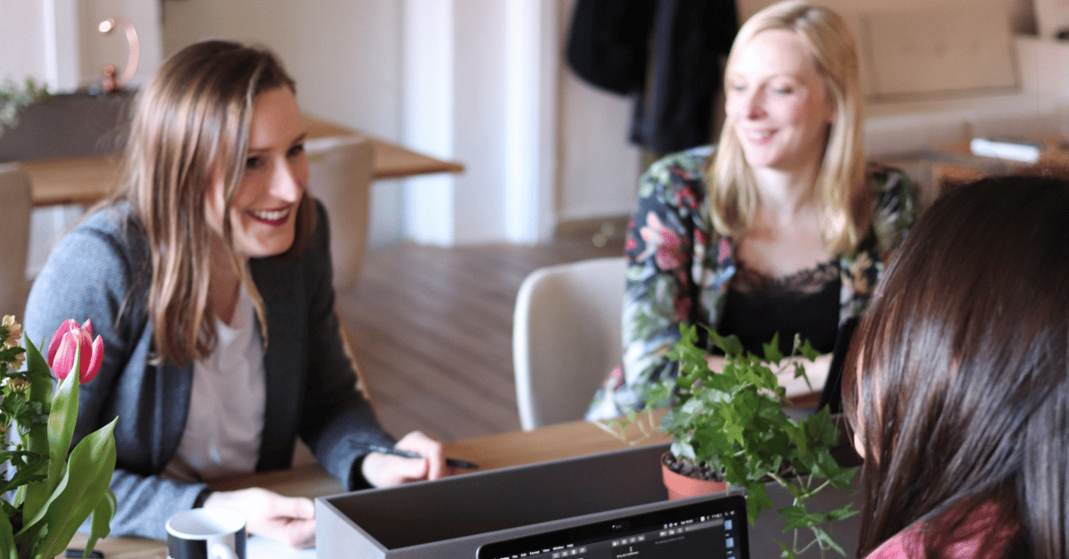 3 people in a group interview.
