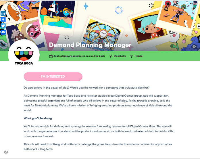 TocaBoca Job ad